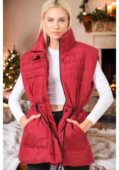 Z6747 Dewberry Bayan Yelek-düz Bordo Düz Bordo