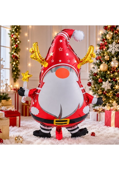 Vıp 2 Adet 64 Cm Kırmızı Yeşil Noel Cücesi Folyo Balon Yeşil Kırmızı Yılbaşı Cücesi Yılbaşı Balonu