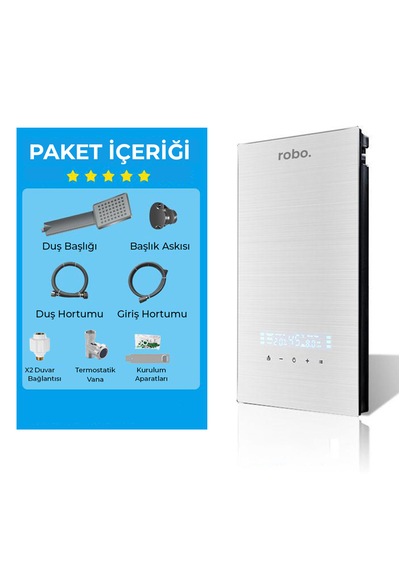 Merkezi Sistem Dijital Akıllı Şofben Büyük Boy Gri 12500w Banyo Ve Mutfakta Aynı Anda Sıcak Su