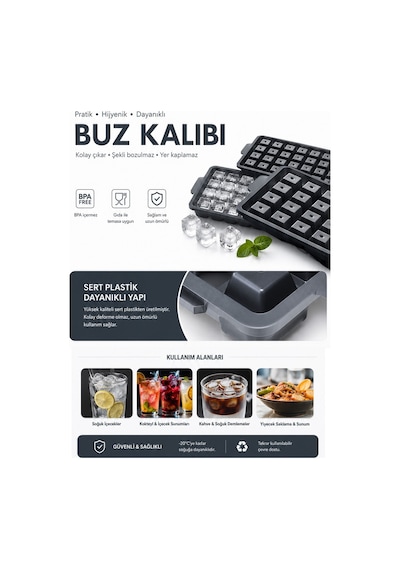 32 Bölmeli Kare Buz Kalıbı Kapaklı Buzluk Silikon Kolay Çıkarılabilir Buz Yapma Kabı Diğer