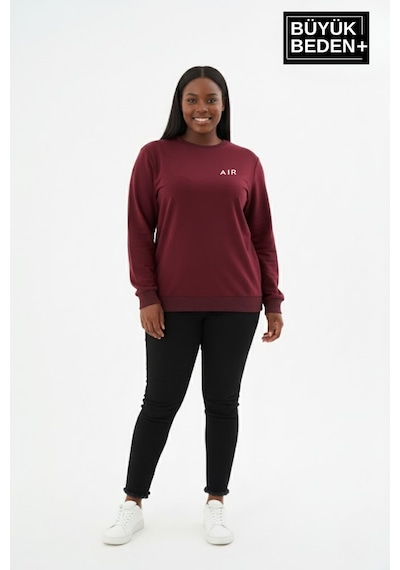 Süperlife Kadın Büyük Beden Ar Baskılı Yaka Kollar Etek Ribana Bisilet Yaka İnce Sweatshirt Spr26bswk956-1 Bordo Süperlife Kadın Büyük Beden Ar Baskılı Yaka Kollar Etek Ribana Bisilet Yaka İnce Sweatshirt Spr26bswk956-1 Bordo