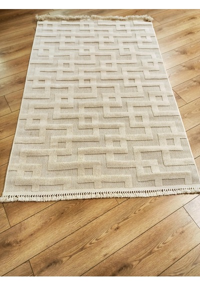 Çam Halı Enti Halı Togo 7510 Bej Geometrik Desenli Makine Halısı