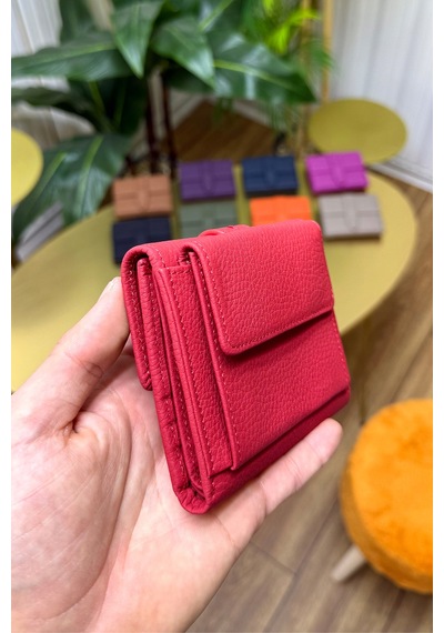 Premium Gift Rose Box - Lily Kırmızı Hakiki Deri Kadın Cüzdan Kırmızı Gül Kutusu Rose