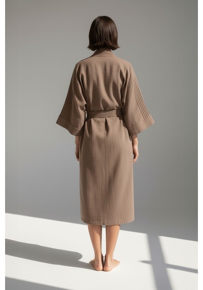 Jojomia Lavinia Uzun Kollu Kadın Sabahlık / Kimono Toprak