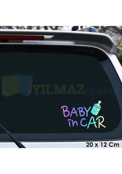 Biberon Arabada Bebek Var Hologram Araba Oto Sticker Yapıştırma