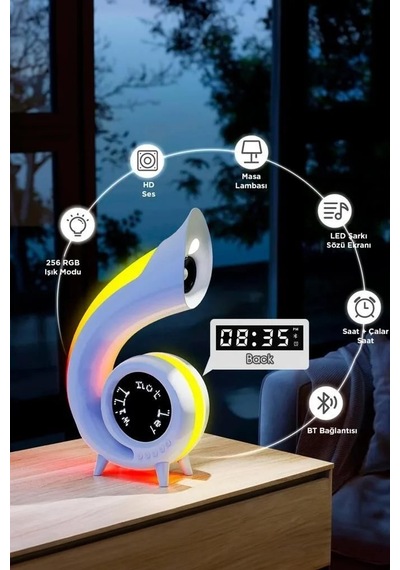 Oda Işığı Çocuk Odası Hediyelik Bluetooth Hoparlör Saat Özellikli Masa Lambası Xm-g69 6in1 Diğer