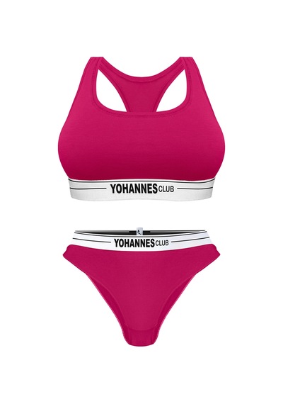 Yohannes Club, Kadın Pamuklu İç Çamaşırı Takımı, Renk Seçenekli, Büstiyer-kemerli Brazilian Külot Pembe