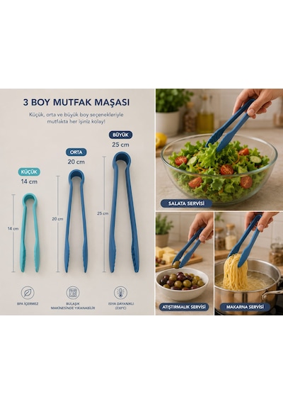 3'lü Boy Seçenekli Mutfak Maşası