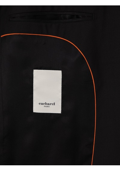 Cacharel Siyah Slim Fit %100 Yün Mono Yaka Basic Takım Elbise