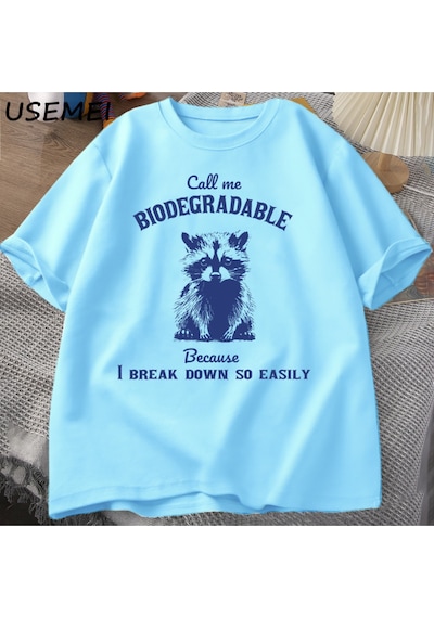 Flood Of Style Daha Çöp Tenekesi Daha Az Çöp T Shirt Erkek Komik Rashirts Bir Çöp Grafik Tee Erkek Giysileri Mavi