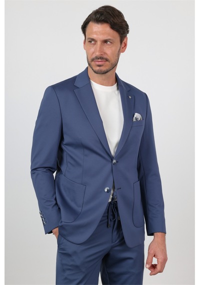 İmza Koyu Lacivert Kendinden Desenli Mono Yaka 6 Drop Slim Fit Takım Elbise 1001260165