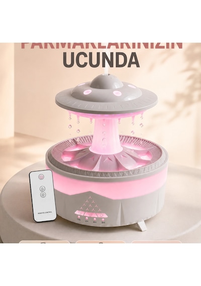 350 Ml Ufo Tasarımlı Ultrasonik Hava Nemlendirici Yağmur Efektli Gece Lambası