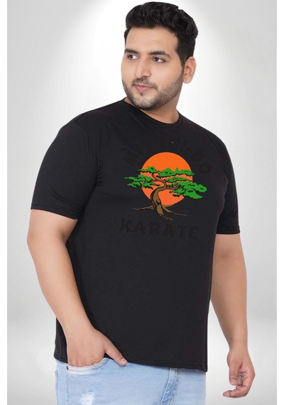 Angemiel Miyagi-do Karete Çocuk Logo Dizi Bonzai Ağaç Siyah Büyük Beden Erkek Kadın Unisex Basic Ön Baskılı Tişört Siyah