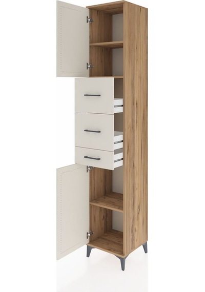 Hyperion Dolap 3 Raflı 3 Çekmeceli 2 Kapaklı 44x44x243 Çam-ay... Çam