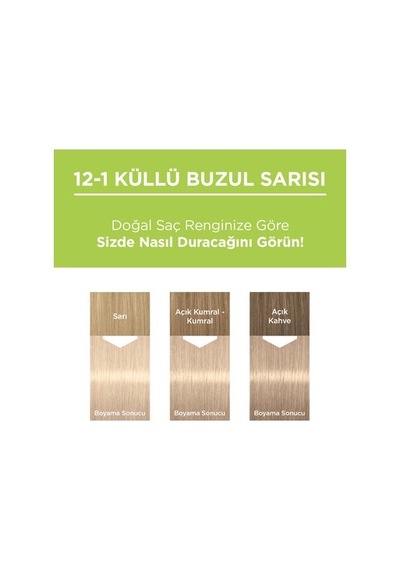 Kalıcı Saç Boyası 12-1 Küllü Buzul Sarısı, Hindistan Cevizi Yağı