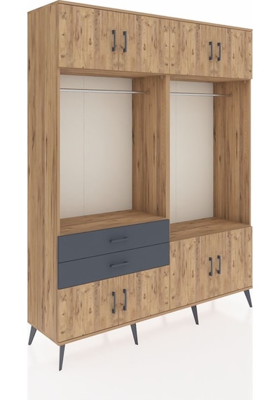 Hyperion Gardrop 7 Raflı 2 Çekmeceli 2 Askılı 176x44x221 Çam-çam/antrasit Çam/antrasit Hyperion Gardrop 7 Raflı 2 Çekmeceli 2 Askılı 176x44x221 Çam-çam/antrasit Çam/antrasit