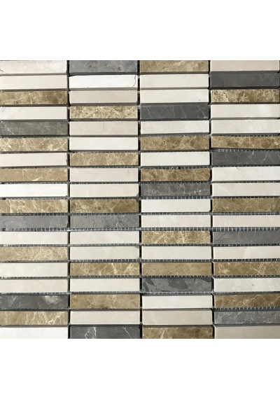 Doğaltaş 30,5X30Cm Mermer Mix Mutfak Tezgah Arası Fileli Cilalı