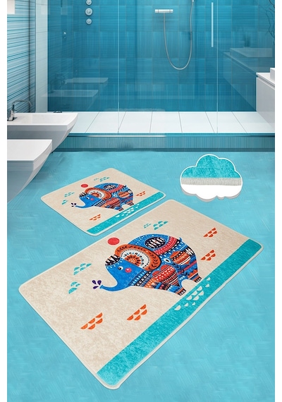 Etnic Rectangle Djt 2 Li Set Banyo Paspası Klozet Takımı Çok Renkli