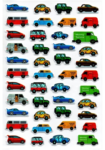 Sticker Kabartmalı A4 Boyutunda Stiker Defter, Planlayıcı Etiket, Lim079 - Mini Arabalar