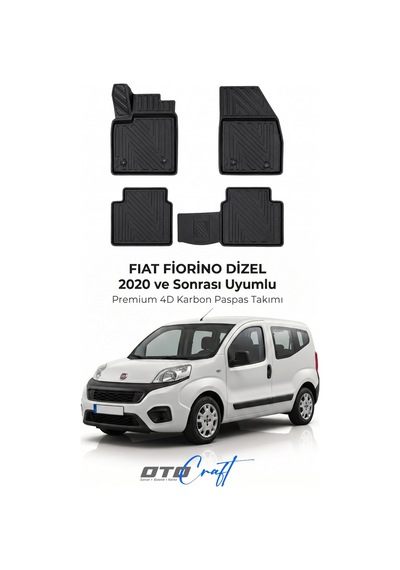 Otocraft Fiat Fiorino Dizel 2020+ Araca Özel 4d Karbon Oto Paspas Havuzlu Tam Set