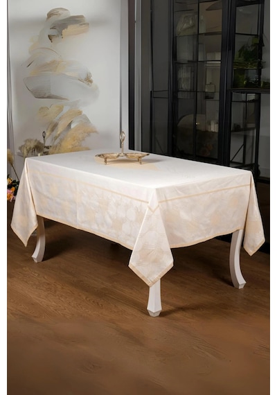 Aslı Lüx Jakar Tp Polycotton Kumaş Bej Masa Örtüsü 160x220 Cm - 1225 Çok Renkli