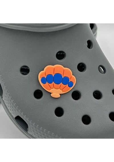 Crocs Terlik Süsü Ve Aksesuarı , Çanta Süsü Jibbitz Deniz Kabuğu Midye 04 Görsel Figür Aksesuar Turuncu-mavi