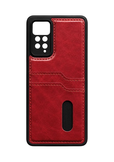Xiaomi Redmi Note 12 Pro 4g Kılıf Sara Kartvizitli Deri Kılıf - Kırmızı -