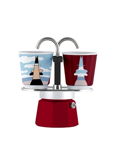 Bialetti Mini Express Mokapot Magrite + 2 Espresso Fincanı