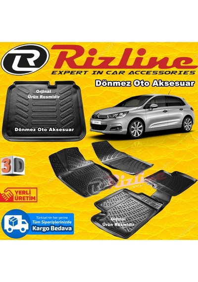 Citroen C4 3D Paspas+Bagaj Havuz Siyah Hb 2011-2020 Arası Rizline N11.33123