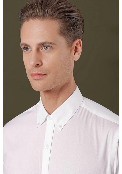 Efor Gk 706 Slim Fit Beyaz Klasik Gömlek Beyaz