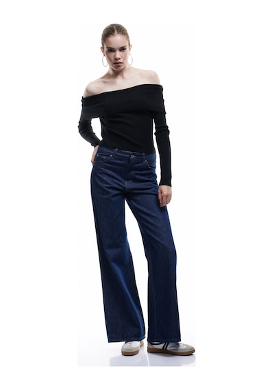 Koton Madonna Yaka Uzun Kollu Slim Fit Triko Kazak Siyah 6wal90019ht