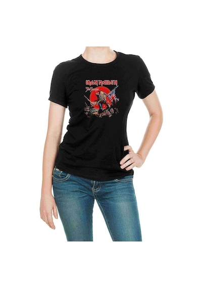 Maıden The Trooper Metal Baskılı Siyah Kadın Tshirt