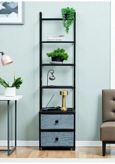 Dekoratif Siyah Metal Kitaplık 5 Raflı 2 Çekmeceli Komidin Çok Amaçlı Stand Organizer Diğer Dekoratif Siyah Metal Kitaplık 5 Raflı 2 Çekmeceli Komidin Çok Amaçlı Stand Organizer Diğer