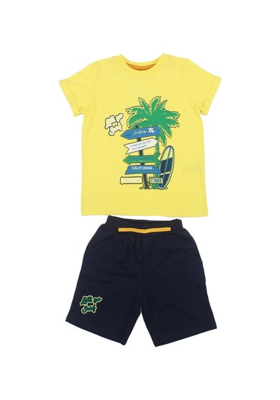 Bebegen Erkek Çocuk Sarı Laci Summer Time Yazılı Tabela Baskılı Şortlu 2'li Takım Çok Renkli Bebegen Erkek Çocuk Sarı Laci Summer Time Yazılı Tabela Baskılı Şortlu 2'li Takım Çok Renkli