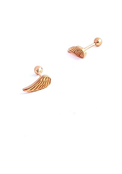 Melek Kanadı Figürlü 925ayar Gümüş Rose Tragus Kıkırdak Piercing Altın