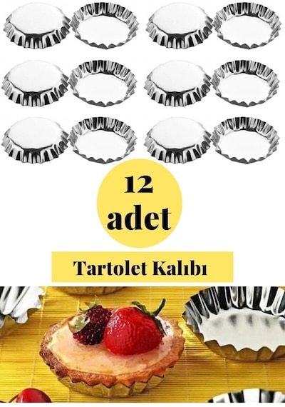 12 Li Tartolet Kek Kurabiye Kalıbı Büyük Boy Metal Kek Kalıbı Paslanmaz Çelik Metalik Diğer