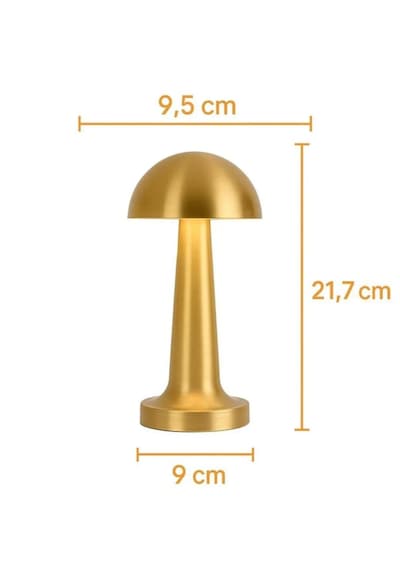 Mantar Masa Lambası Gold Şarjlı Dokunmatik 3 Renk Ayarlanabilir