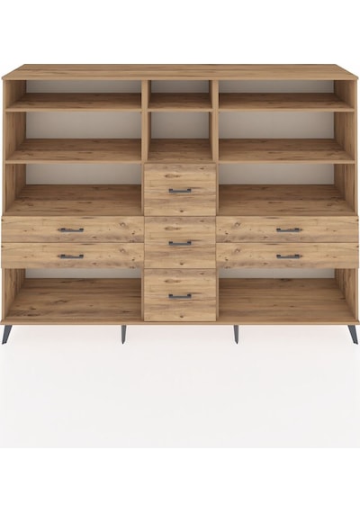 Hyperion Dolap 8 Raflı 7 Çekmeceli 220x44x163 Çam-çam Çam-çam