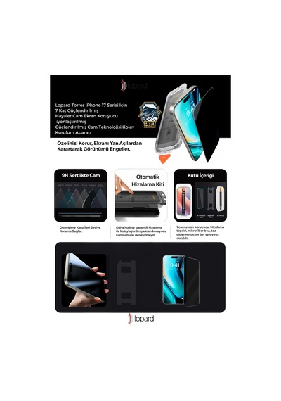 Apple Uyumlu   iPhone 17 Hayalet-gizli Cam Ekran Koruyucu Premium 7x Güçlendirilmiş Kolay Uygulama Aparatıyla