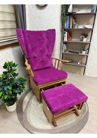 Asedia Mama Puflu Naturel Fuşya Minderli Sallanan Emzirme Koltuğu