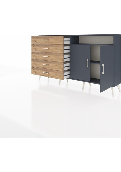 Arges Konsol 2 Raflı 5 Çekmeceli 2 Kapaklı 176x30x99 Antrasit-ant Antrasit-antrasit/çam Arges Konsol 2 Raflı 5 Çekmeceli 2 Kapaklı 176x30x99 Antrasit-ant Antrasit-antrasit/çam