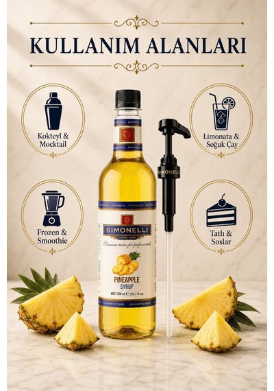 Simonelli Ananas Aromalı Kahve ve Kokteyl Şurubu 700 ML + Pompa