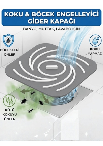 Beylini Kötü Koku Böcek Önleyici Gider Tıpası Lavabo Balkon Tuvalet Gider Kapatıcı Kapak Silikon Gri-gri Gri