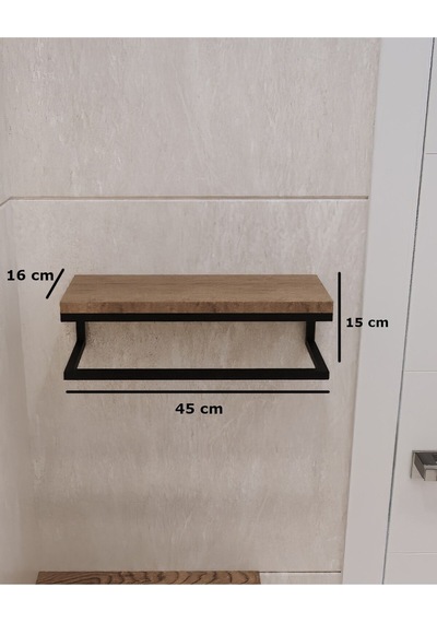Aju Havluluk Duvara Monte Raf Aksesuarlık Şal Askılığı Ev Banyo Mutfak Düzenleyici Çok Amaçlı Raf Ceviz Ceviz