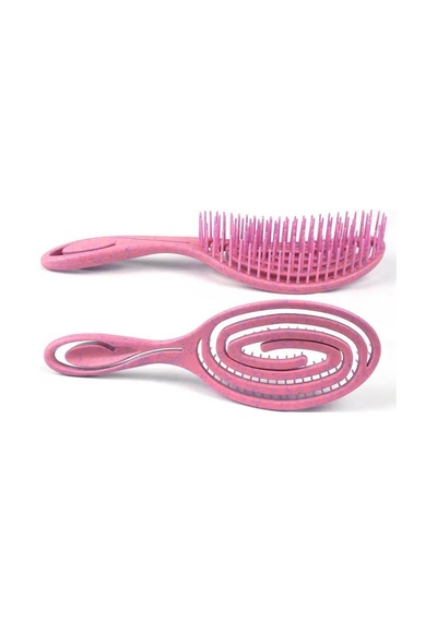 Koodmax Oval Esnek Dolaşık Önleyici Buğday Samanı Saç Açma Ve Tarama Fırçası - Pembe