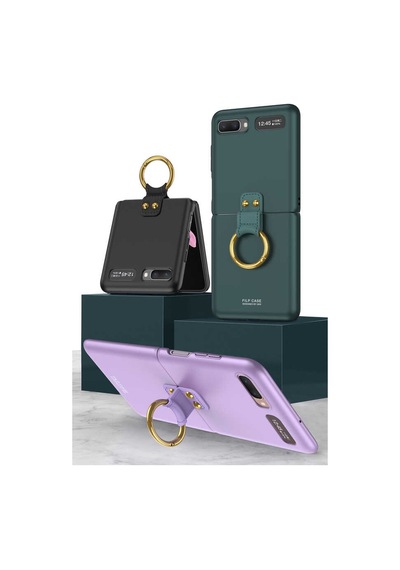 Samsung Uyumlu Galaxy Z Flip Kılıf Zore Flip Ring Kıpta Kapak Mor