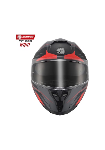 Scoyco FF-869 Wind Güneş Vizörlü Kapalı Kask Gri - Kırmızı - Mat Siyah