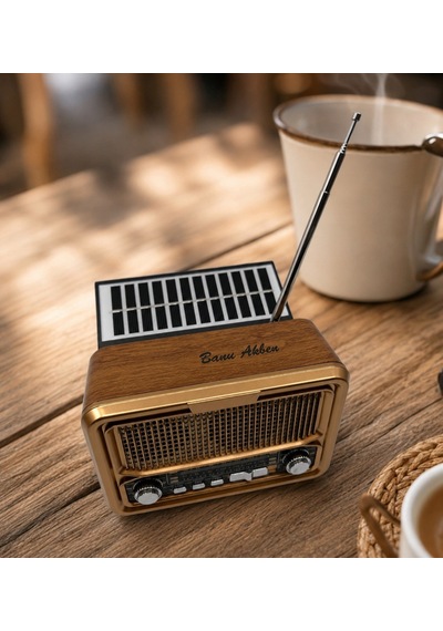 Kişiye Özel İsimli Retro Radyo Bluetooth Hoparlör Güneş Enerjili, Usb Ve Şarjlı Müzik Çalar