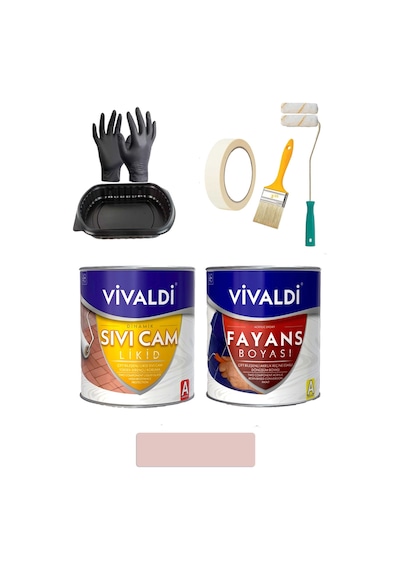 Fayans Boyası Sıvı Cam Ve Uygulama Seti Tezgah,mermer,banyo,mutfak Boyama Seti Bebekpembe 1 Lt 1 L