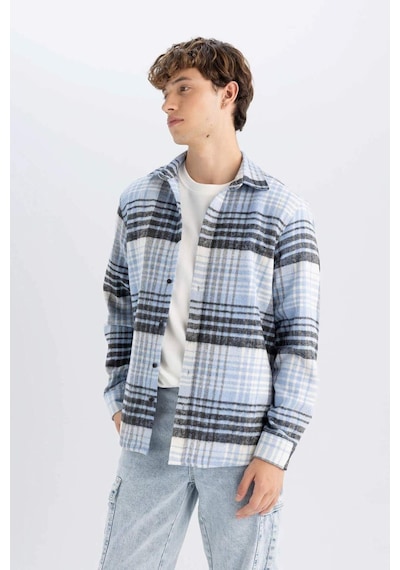 DeFacto Regular Fit Normal Kesim Kareli Oduncu Flanel Uzun Kollu Gömlek S9275AZ24AUBE524 Mavi DeFacto Regular Fit Normal Kesim Kareli Oduncu Flanel Uzun Kollu Gömlek S9275AZ24AUBE524 Mavi